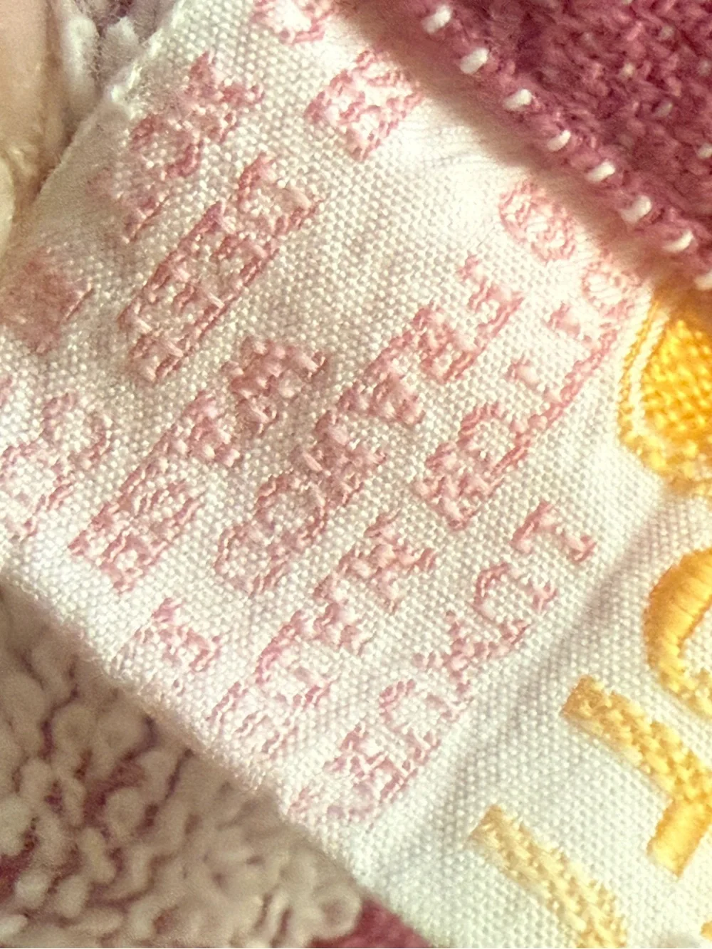 Vintage Pink Butterfly Cotton Bath Towel - pink and white 20x39.5”